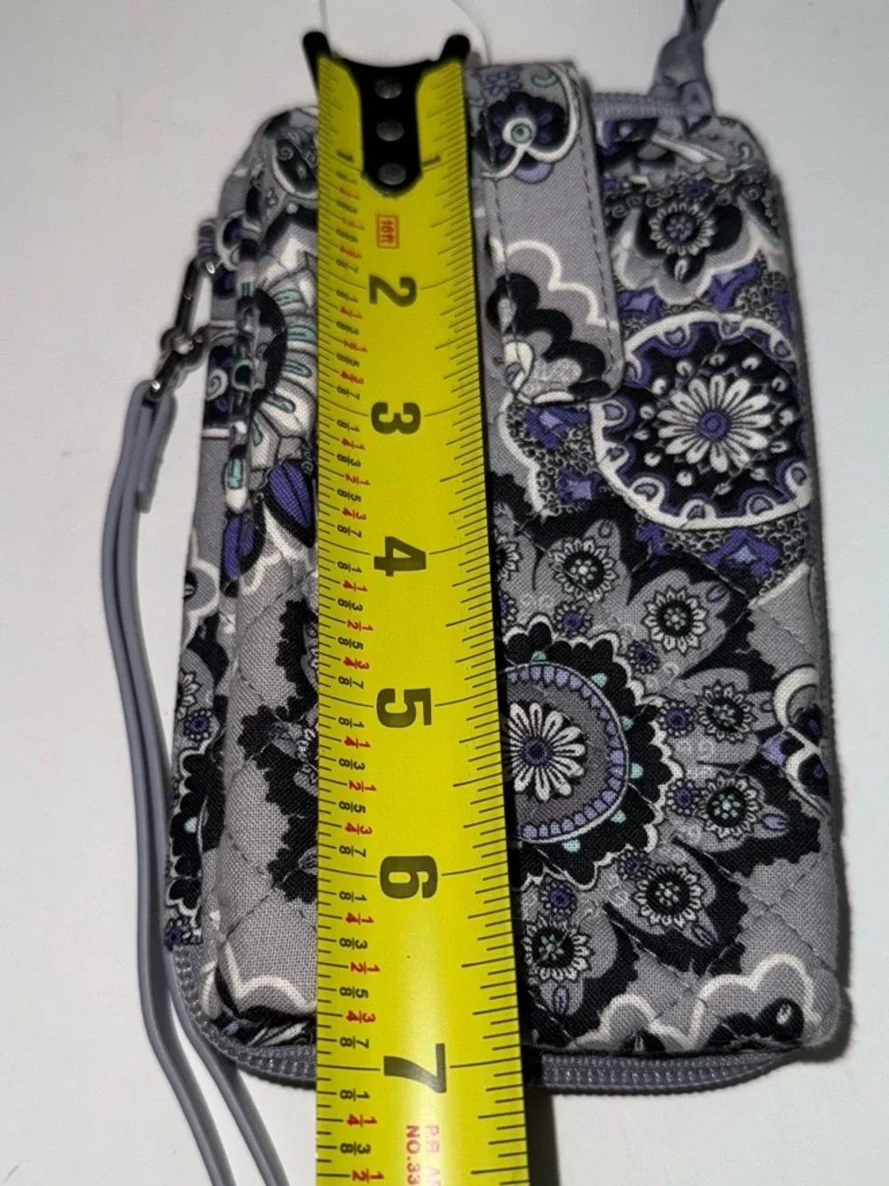 Vera Bradley Gray & Purple Floral Quilted Wristlet